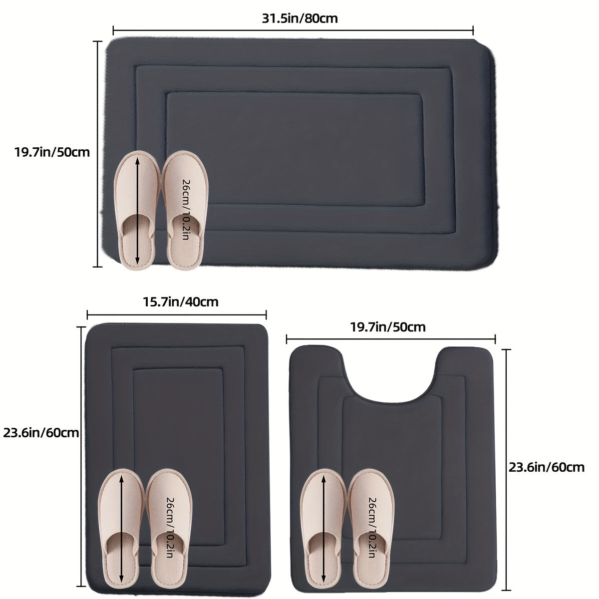 Alfombra de baño de espuma viscoelástica, impermeable, antideslizante y resistente a las manchas para baño, cocina y sala de estar