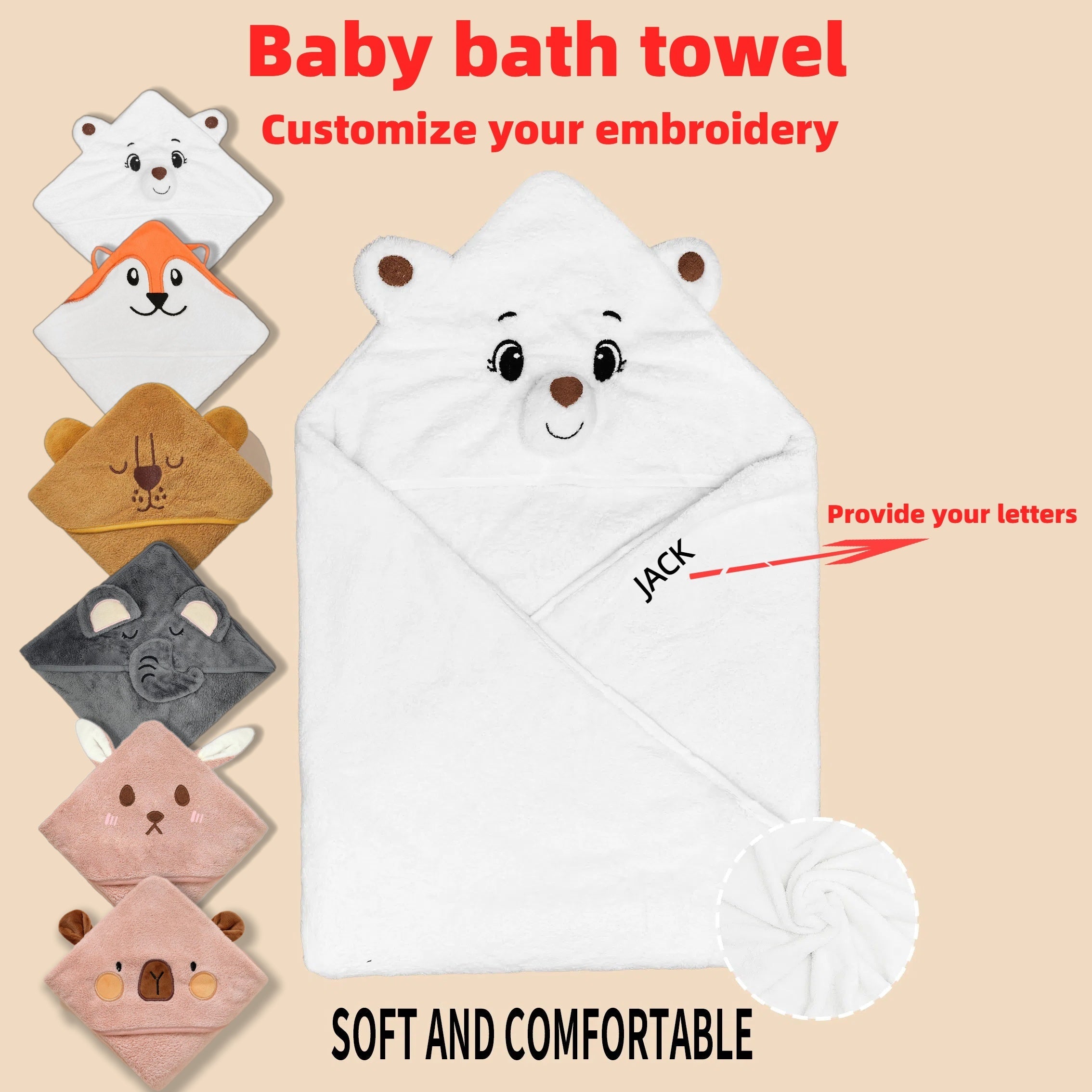 Персонализированное полотенце-одеяло с дизайном мультяшных животных - роскошно мягкий полиэстер в сером/белом/розовом/синем цветах - настройте с вашим именем, идеально подходит для праздничных подарков