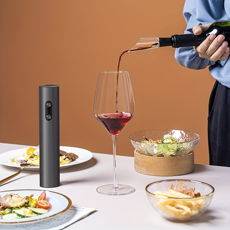 Electric Wine Bottle Opener Set with Foil Cutter Pourer Stopper and Storage Base