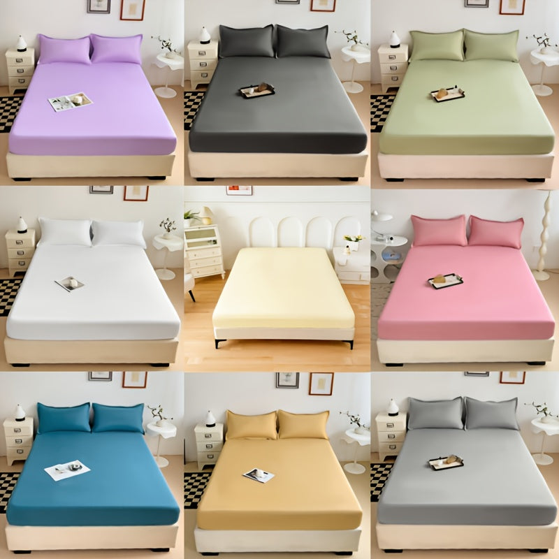 Sábana ajustada de microfibra transpirable, azul profundo, resistente a manchas, ropa de cama para todas las estaciones