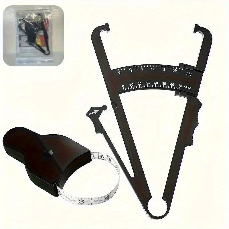 Набор из 2 инструментов для измерения жира в теле - ручной калипер для жира и рулетка в комплекте для мужчин и женщин, портативный фитнес-набор без батареек и электроники, идеальные спортивные принадлежности и подарки