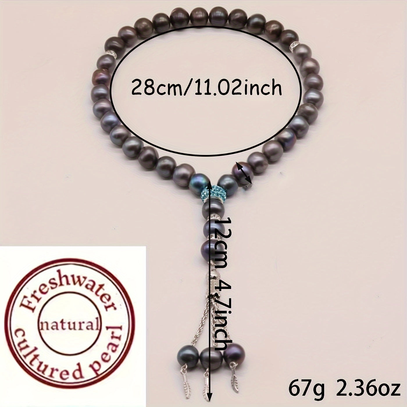 Handmade Purple Freshwater Pearl Bracelet for Women with 33 Beads for Mother's Day