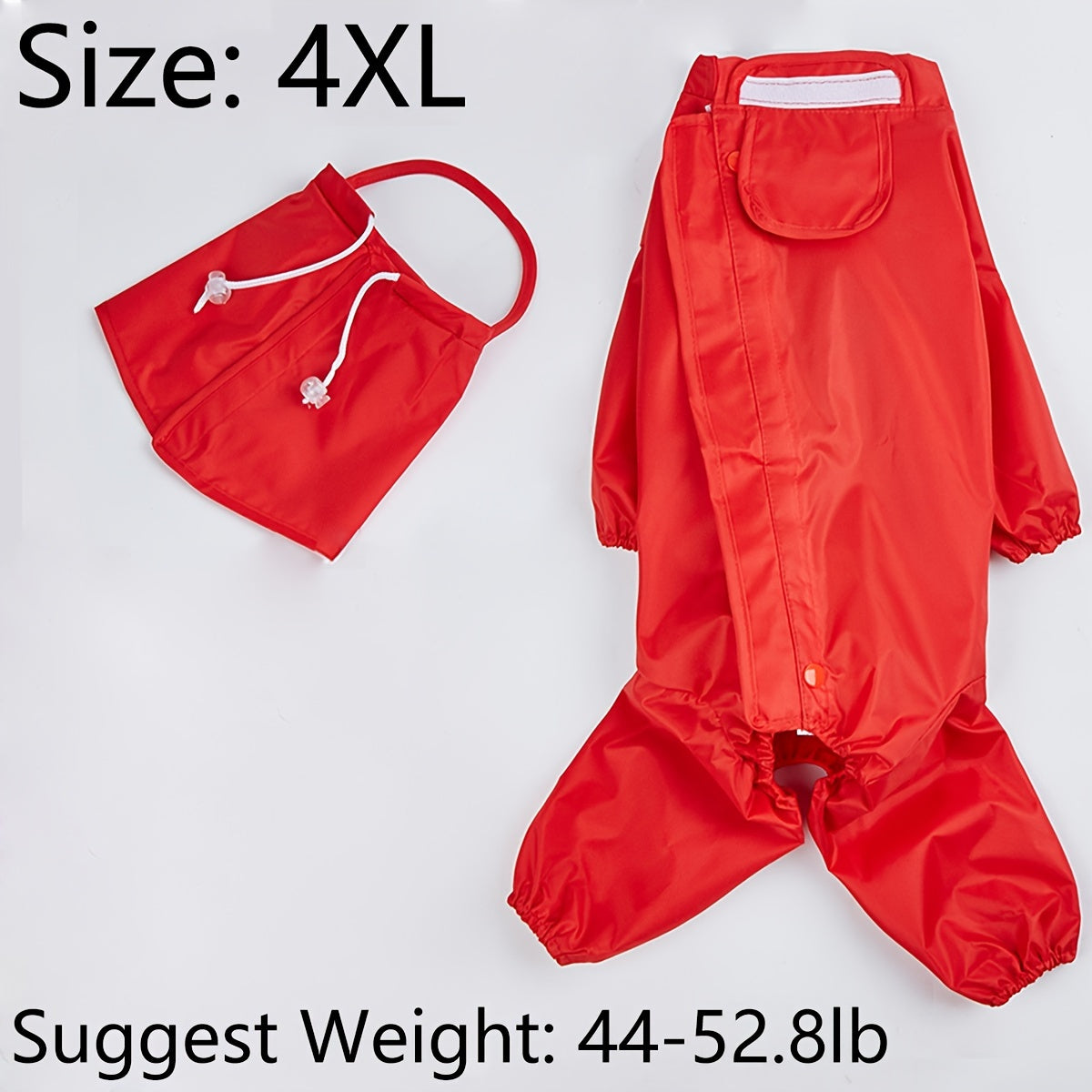 Large Red Dog Raincoat Waterproof Woven Polyester for Medium and Small Dogs