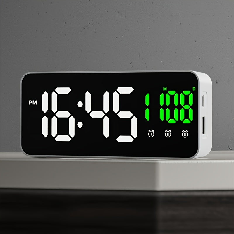 LED Clock with Smart Alarm and Mirror Design for Home Decor