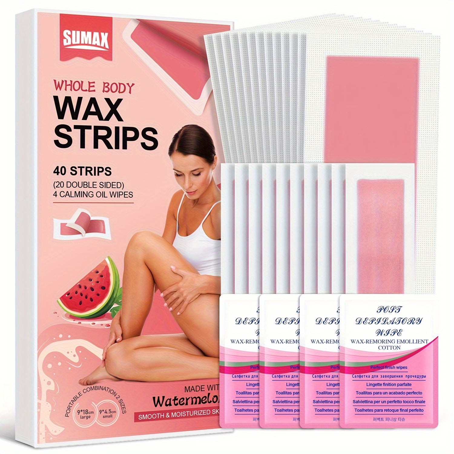 Soft Wax Strips for Painless Hair Removal on All Body Parts with Free Wipes