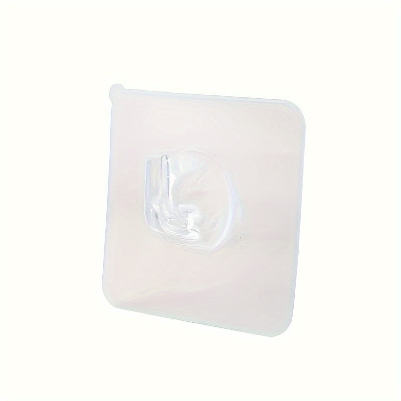 10 Easy-Install Clear Adhesive Wall Hooks Heavy-Duty for Kitchen Bathroom Storage