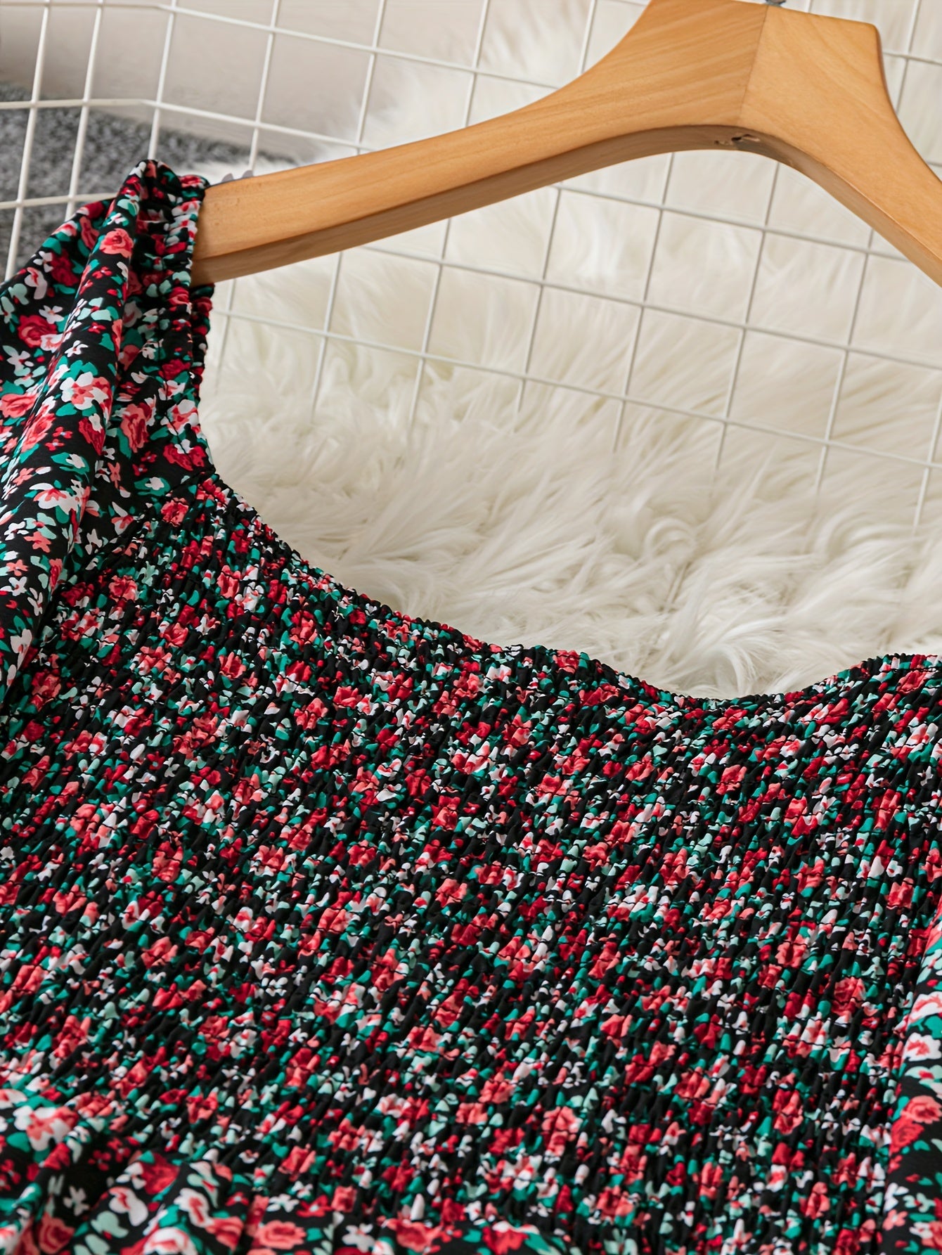 Women’s Floral Print Jumpsuit Square Neck Ruched Slim Fit Spring Fall Casual Formal