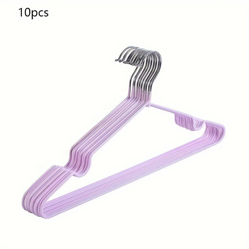 Set of 10 Metal Clothes Hangers Non-Slip Space-Saving Laundry Closet Organizers