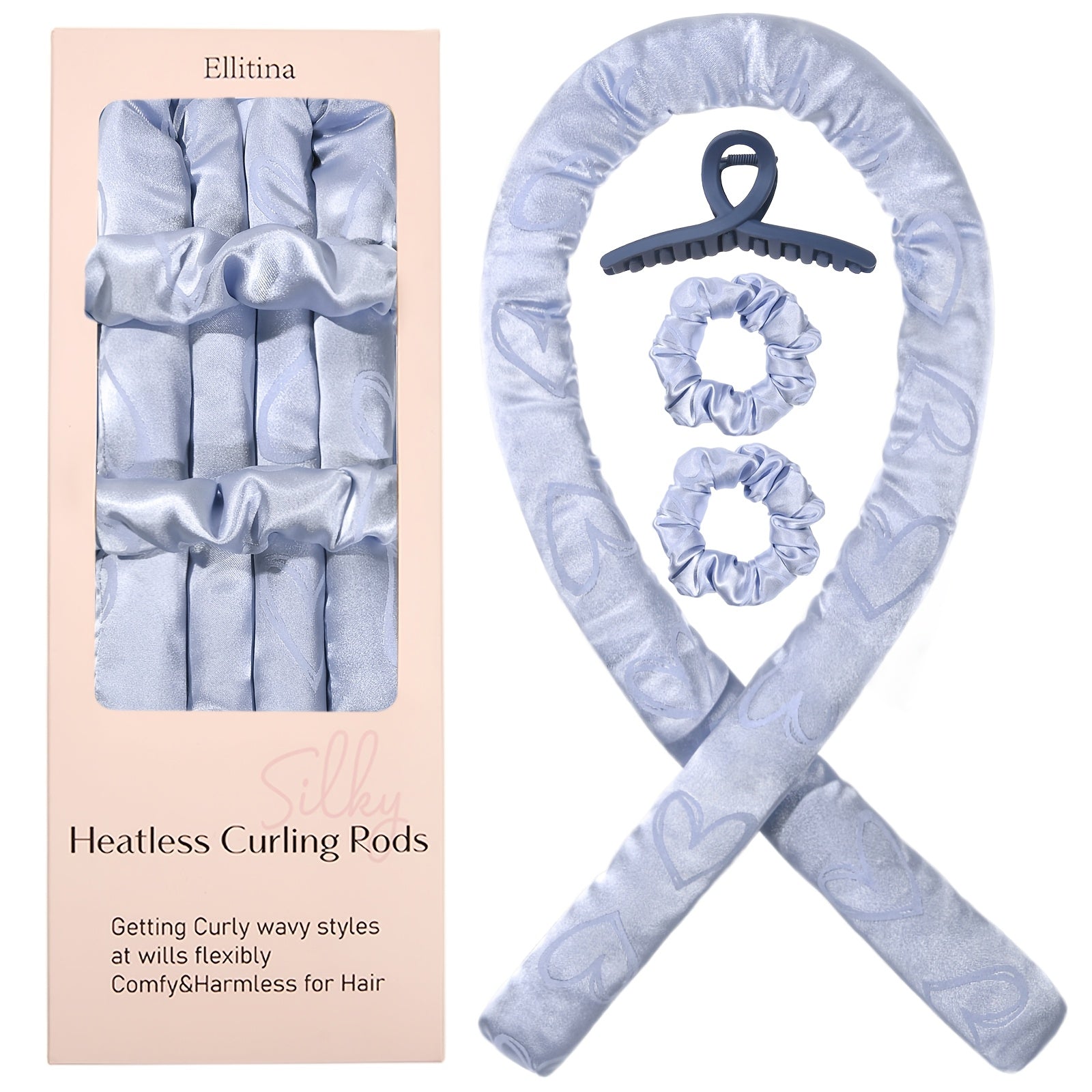 Heatless Satin Hair Curlers Set for Women and Girls with Curling Rod Headband and Loops