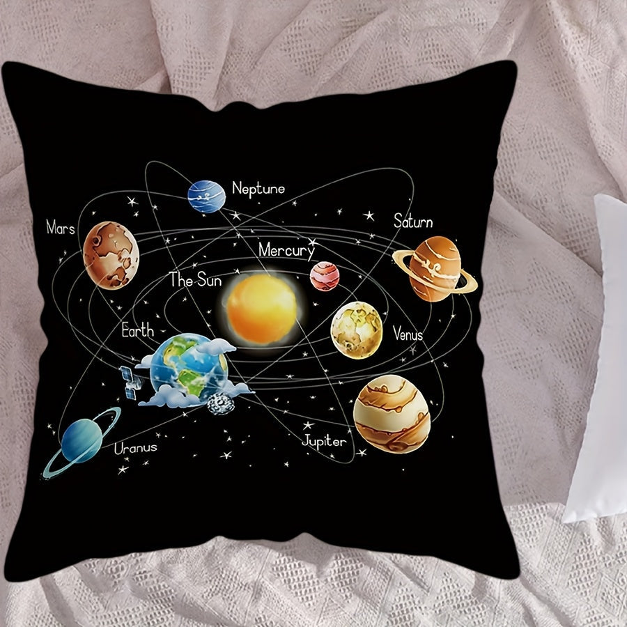 Galaxy Print Throw Pillow Cover Polyester 45cm Square Modern Home Decor