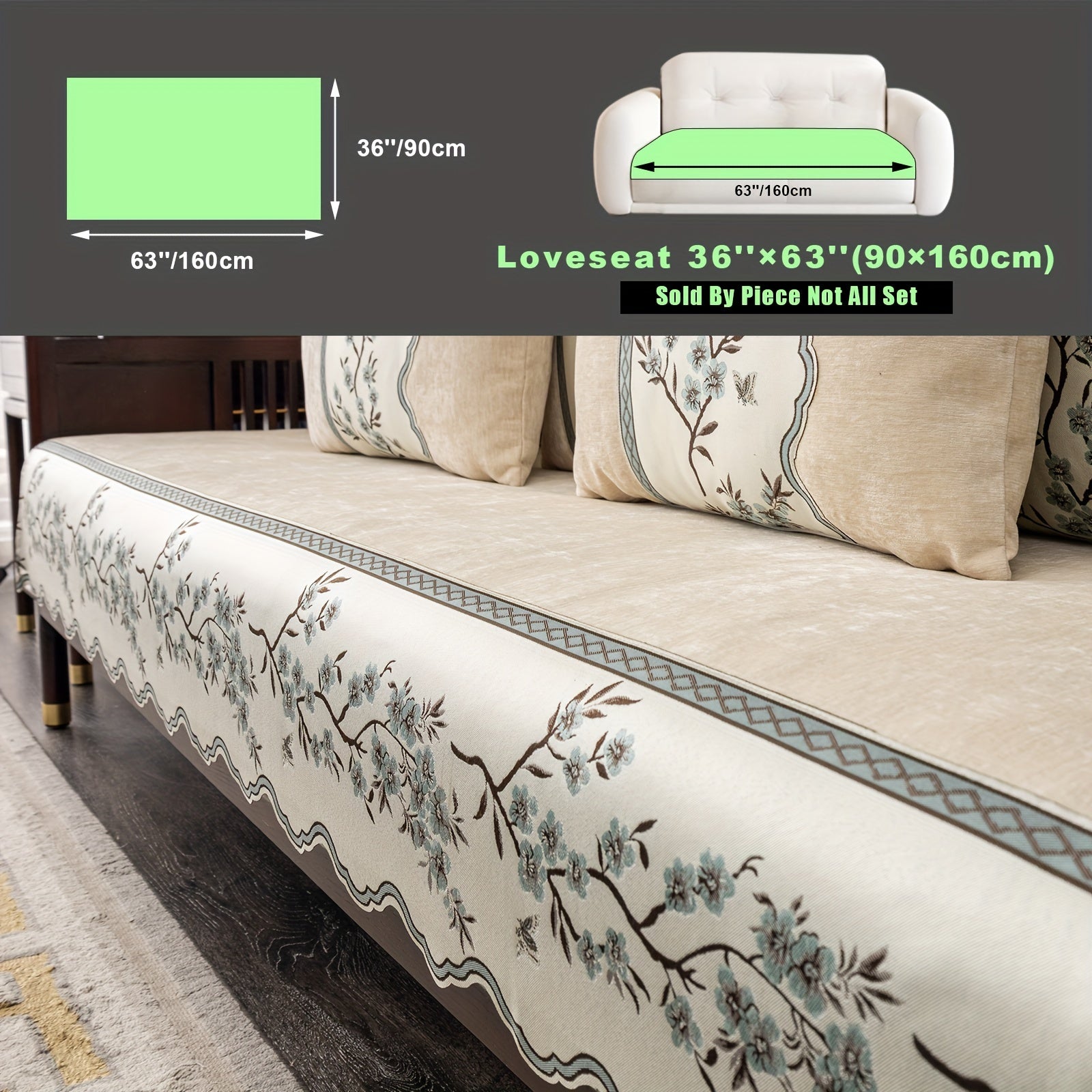 Чехол на диван с цветочным узором для всех сезонов с подушками и защитными чехлами для подушек для гостиной, спальни, офиса