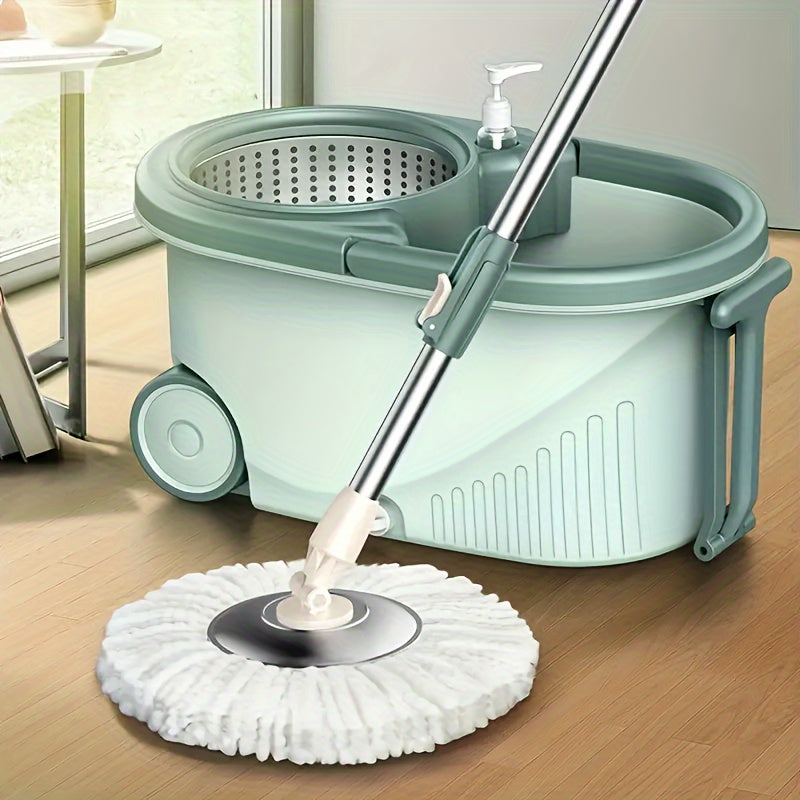 Metall Spin Mop to'plami va chelak - Qo'l bilan bosilgan ikki harakatli tizim - Turli xil quruq va nam mop, yashash joylari, yotoq xonalari, hammomlar va oshxonalarni tozalash uchun