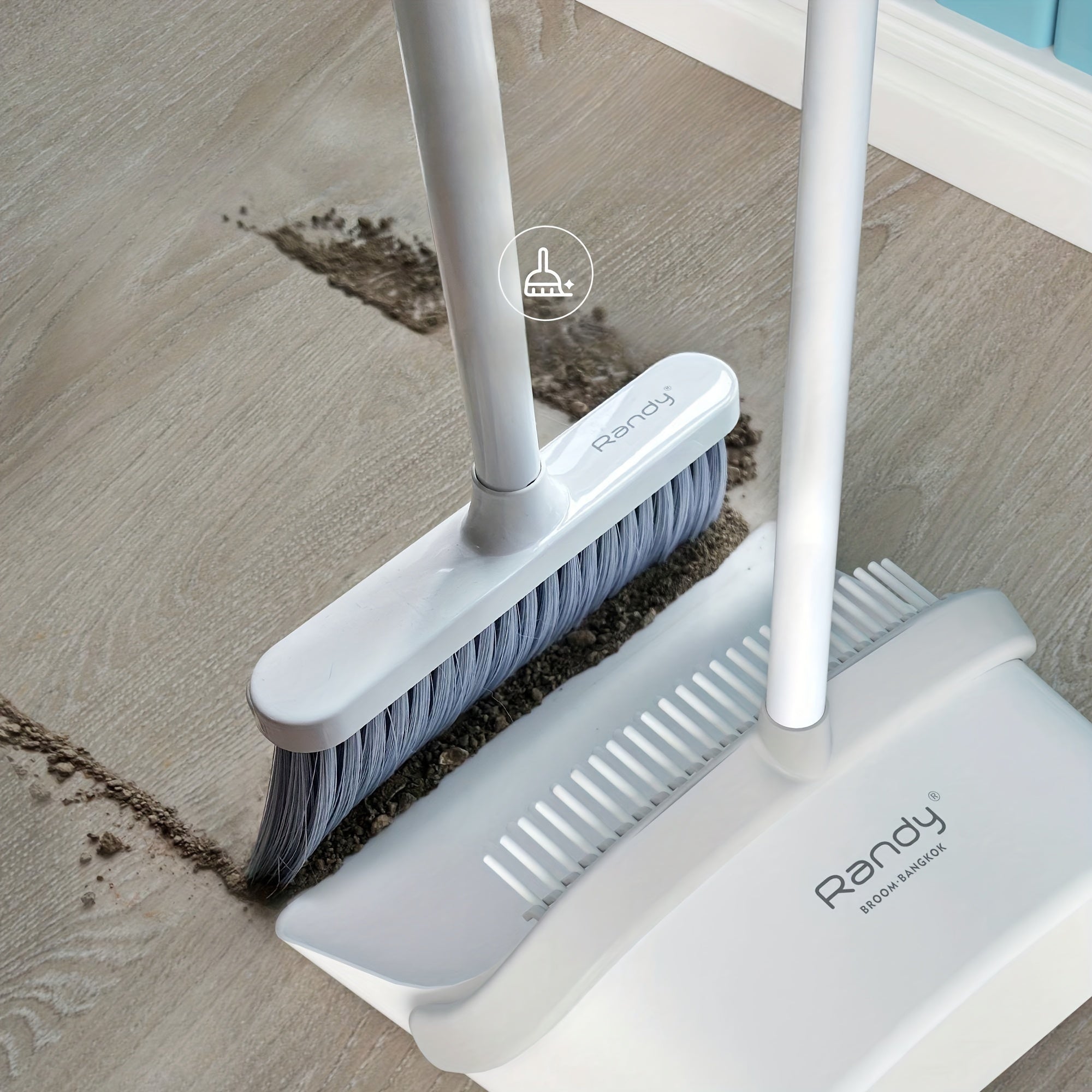 Conjunto de escoba y recogedor con mango largo para limpiar pelo de mascotas, hogar y oficina