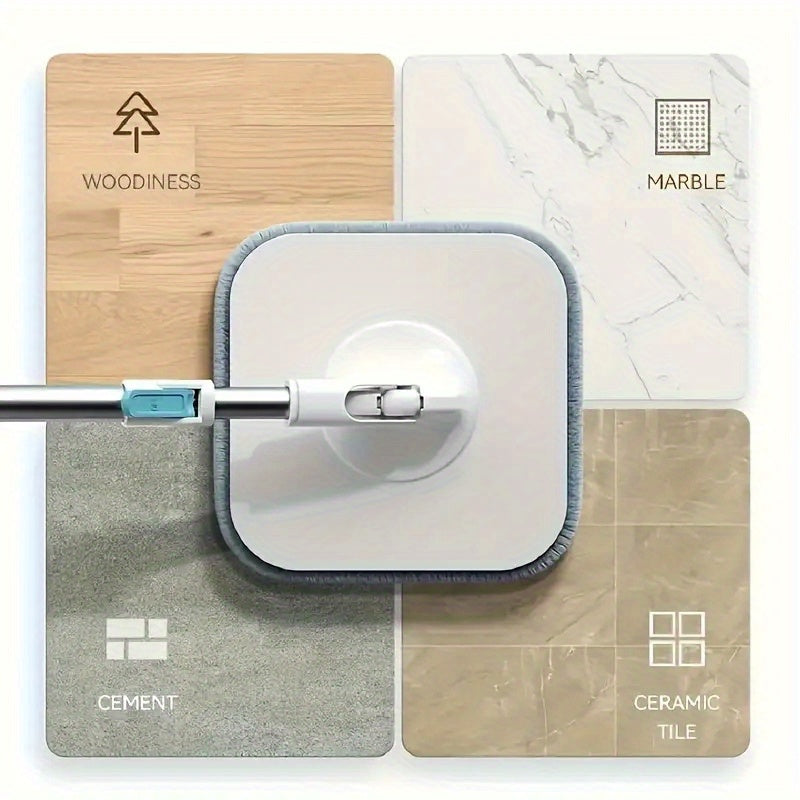 Uy uchun Spin Mop va Kova to'plami 21cm kvadrat mop mikrotozalash matolari bilan ho'l va quruq tozalash uchun