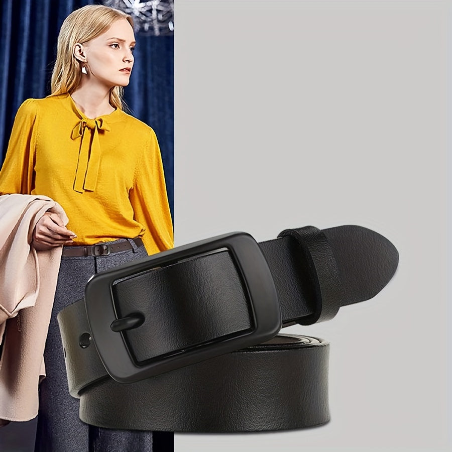 Ayollar uchun Yopiq Rangli PU Charmdan tayyorlangan Qora Retro Usul Pin Buckle Belt