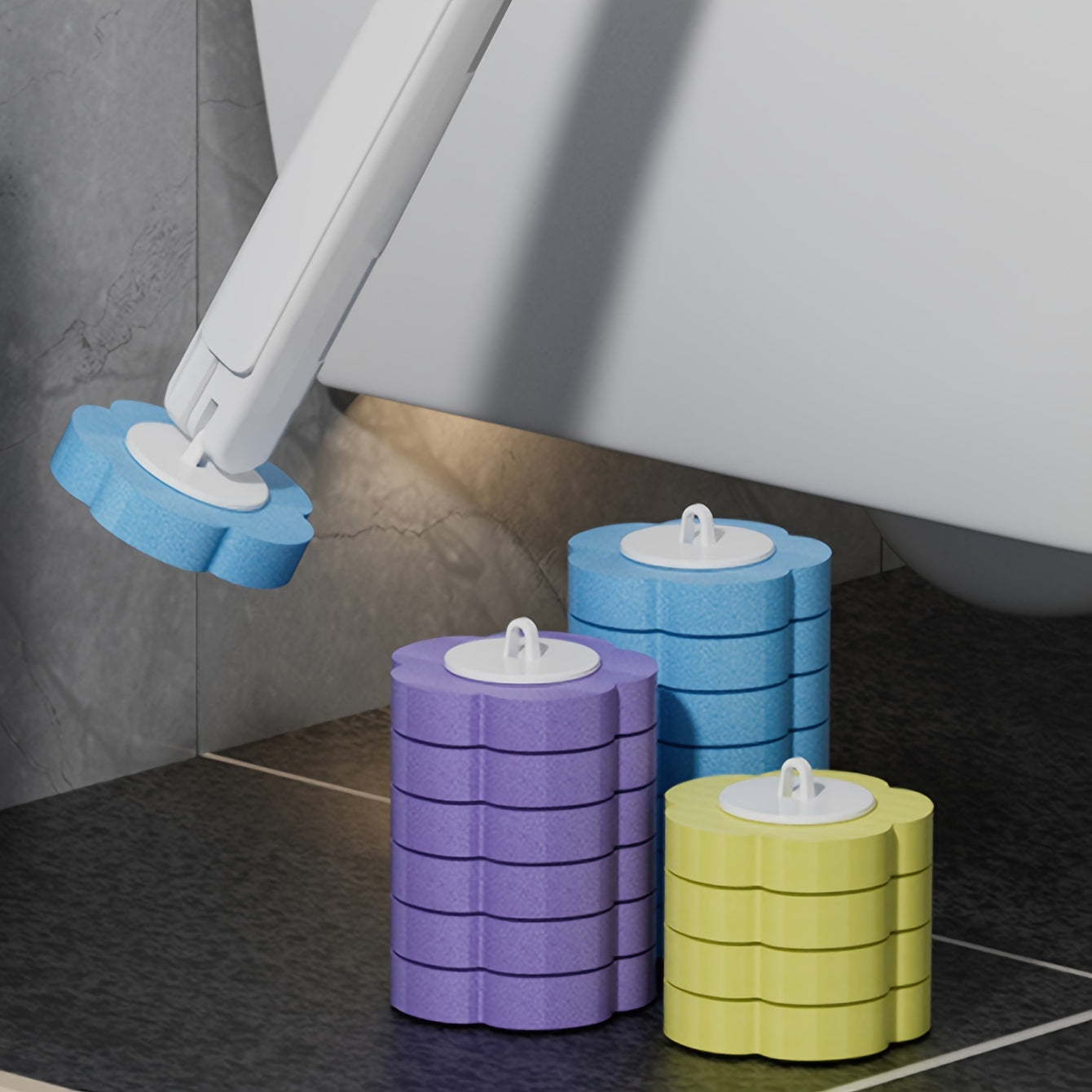 Pack of 18 Disposable Toilet Brush Head Refills for Easy Replacement and Deep Cleaning