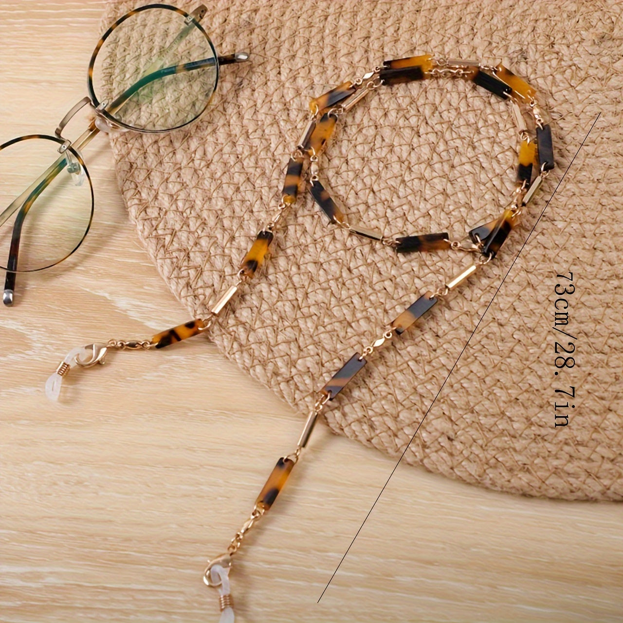 Retro Acrylic Eyeglass Chain for Women Leopard Print Splicing Multi-functional Eyewear Holder