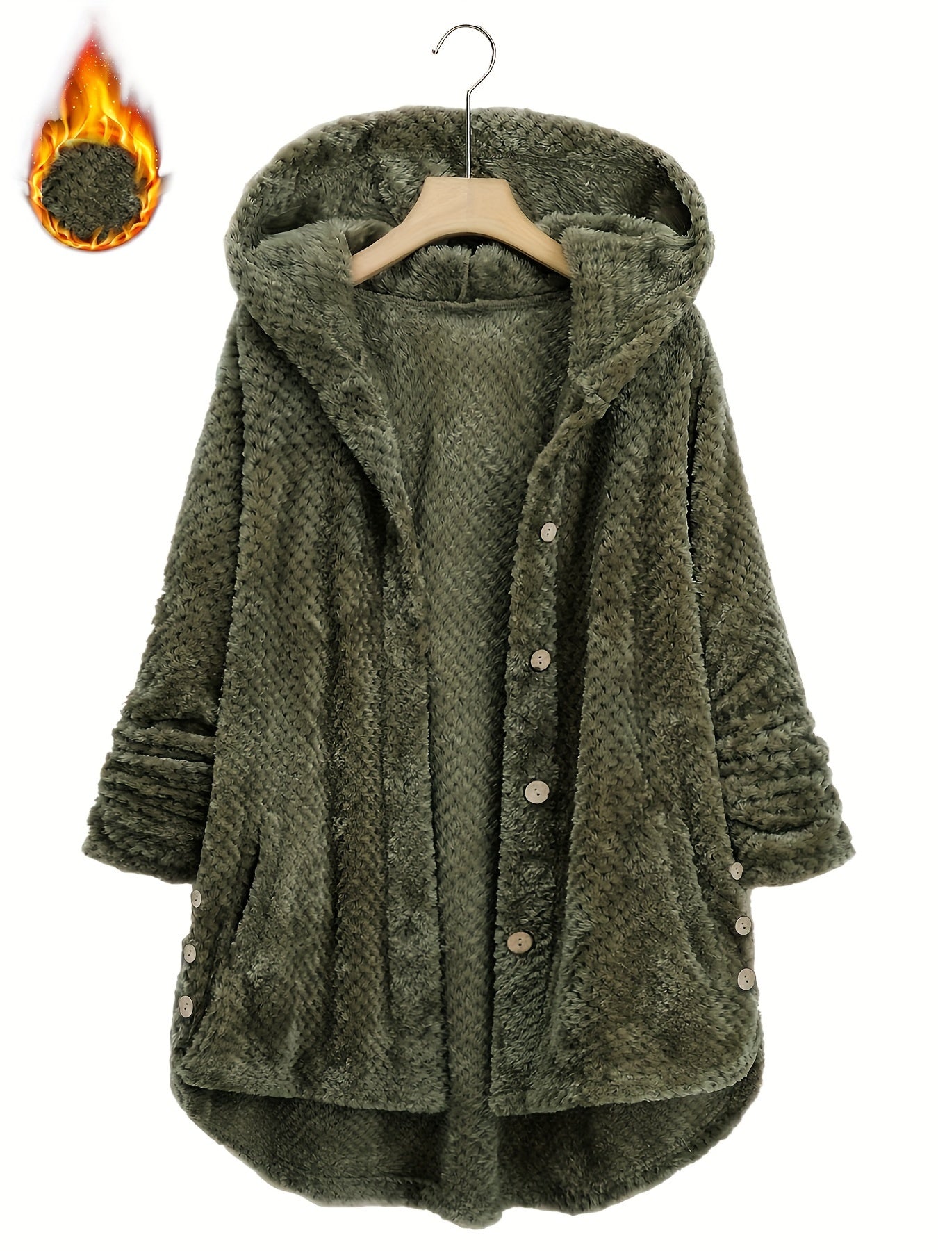 Пуховик из плюша с капюшоном для женщин с карманами, осень-зима, полиэстеровое трикотажное изделие