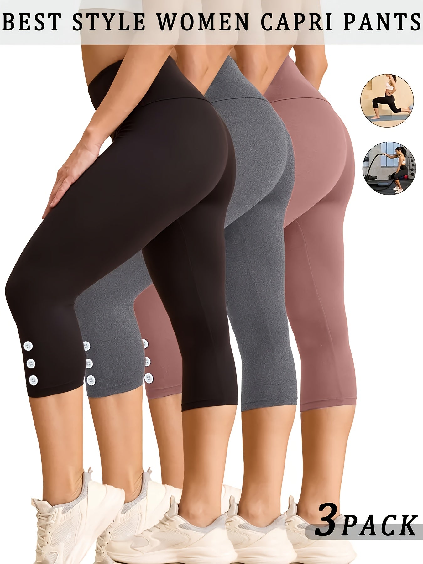 Capris de cintura alta para mujer con control de abdomen, yoga, correr, talla plus, suaves y elásticos