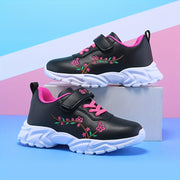 Girls' Casual Sports Shoes with Embroider Flowers Low Top EVA Sole