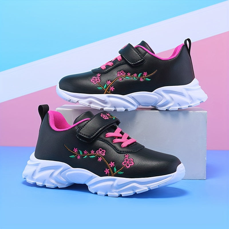 Girls' Casual Sports Shoes with Embroider Flowers Low Top EVA Sole