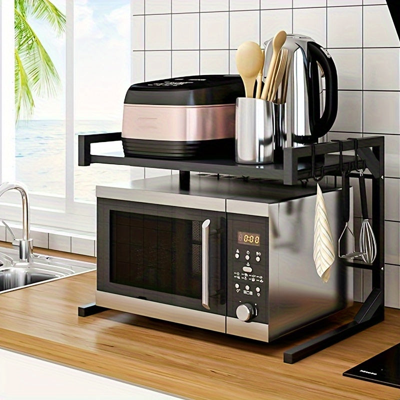 Estante de almacenamiento de acero al carbono para cocina y baño, estantes ajustables que ahorran espacio, negro