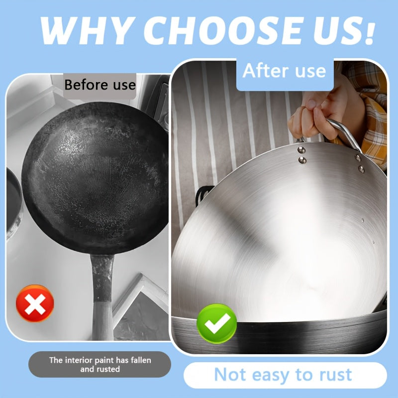 Stainless Steel Wok Commercial Grade Heavy Duty Restaurant and Home Use