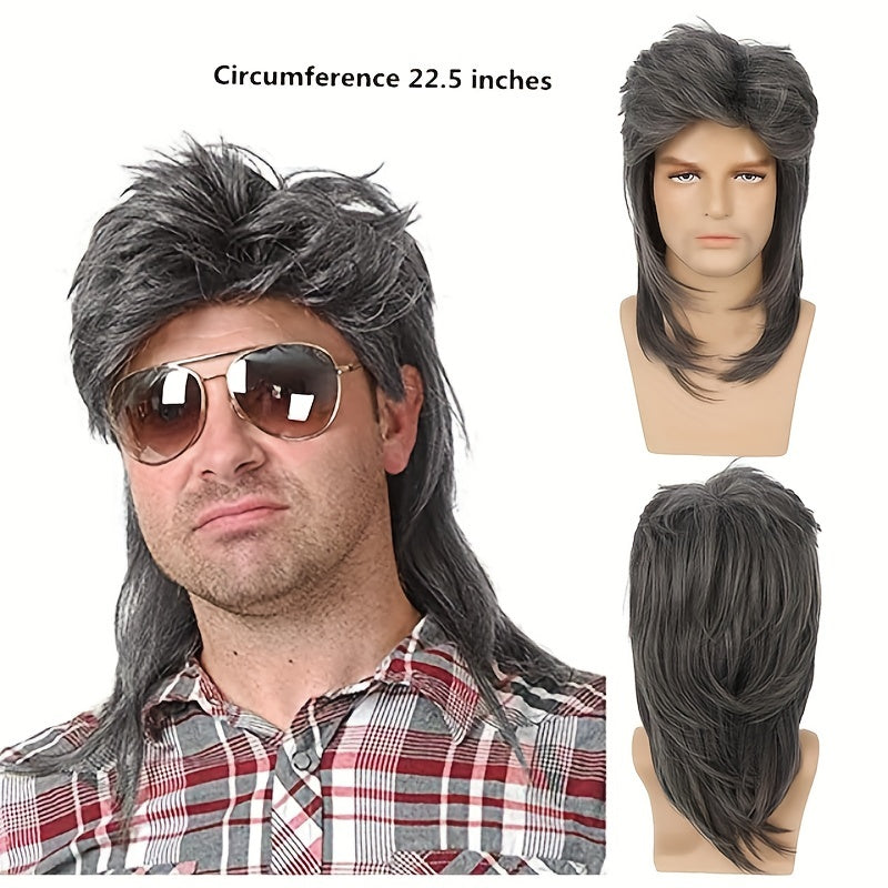Men's Brown Costume Wig for 70s and 80s Themed Parties Cosplay Accessory