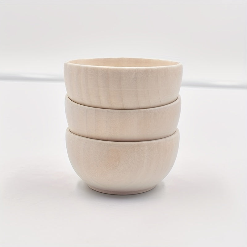 Set of 5 Natural Wooden Bowls 30x57mm for Crafts Home Decor and Kids Toys