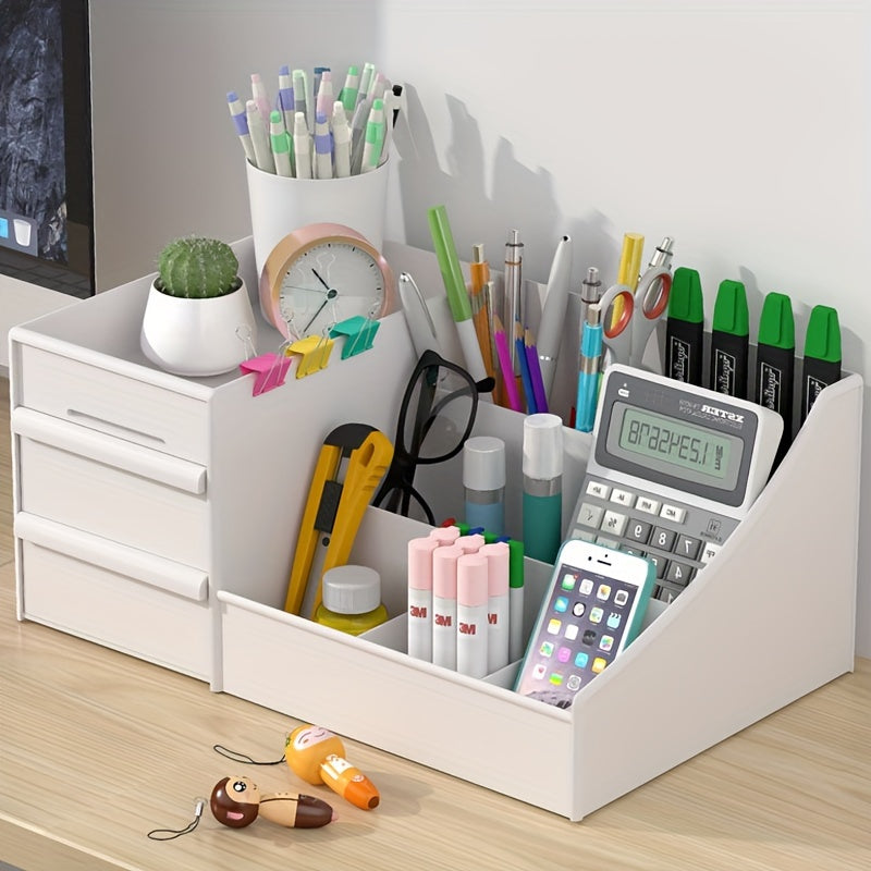 White Expandable Cosmetic Organizer with Drawers for Makeup and Skincare