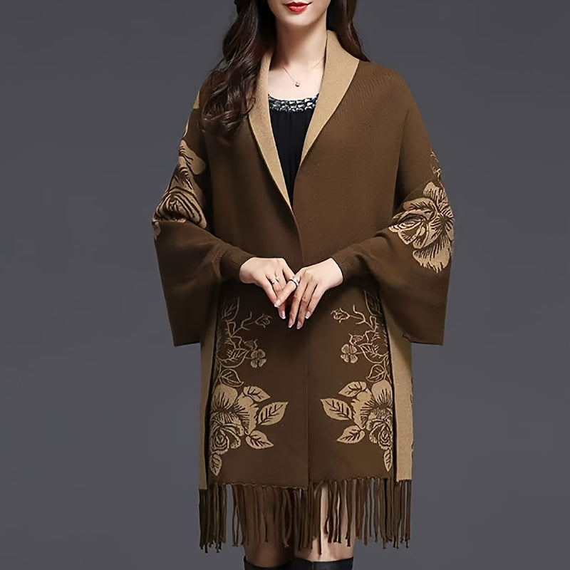 Women's Vintage Wool Shawl Coat for Autumn Winter Warm Stylish Cheongsam Alternative