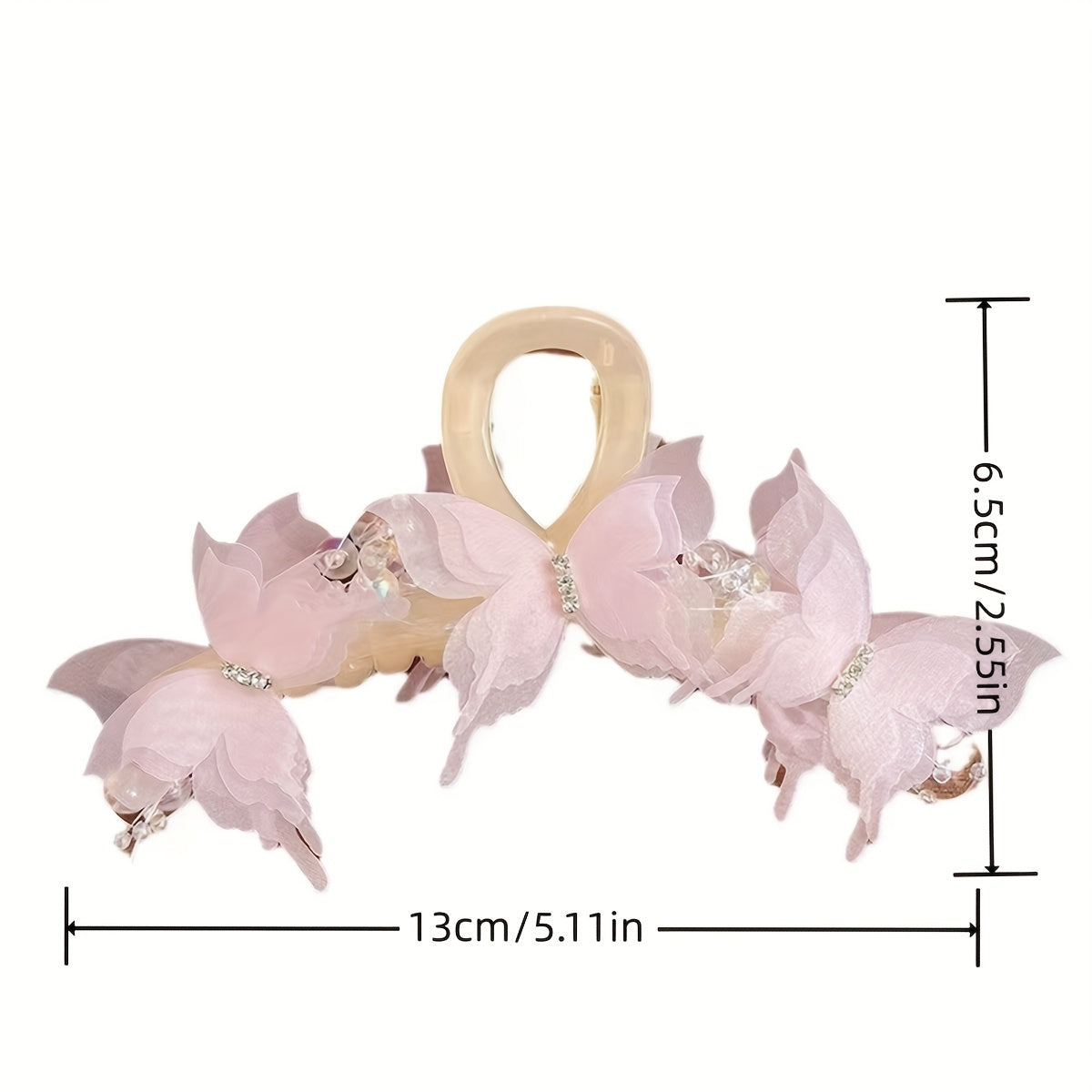 Large Gold Butterfly Hair Clip with Crystal Beads for Women and Girls