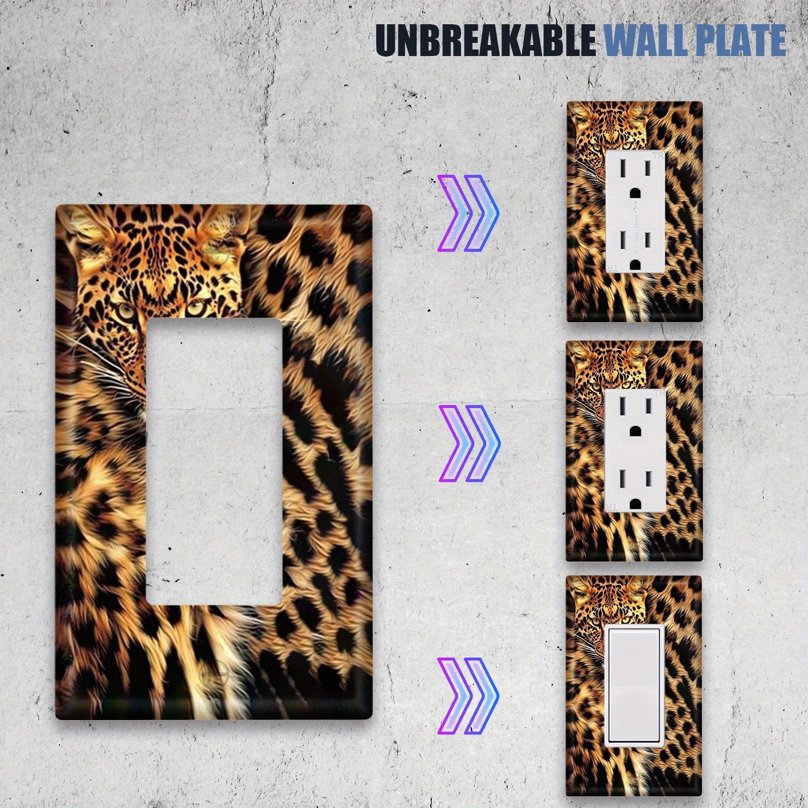 Leopard Fur Print Wall Plate Cover for Indoor and Outdoor Decor