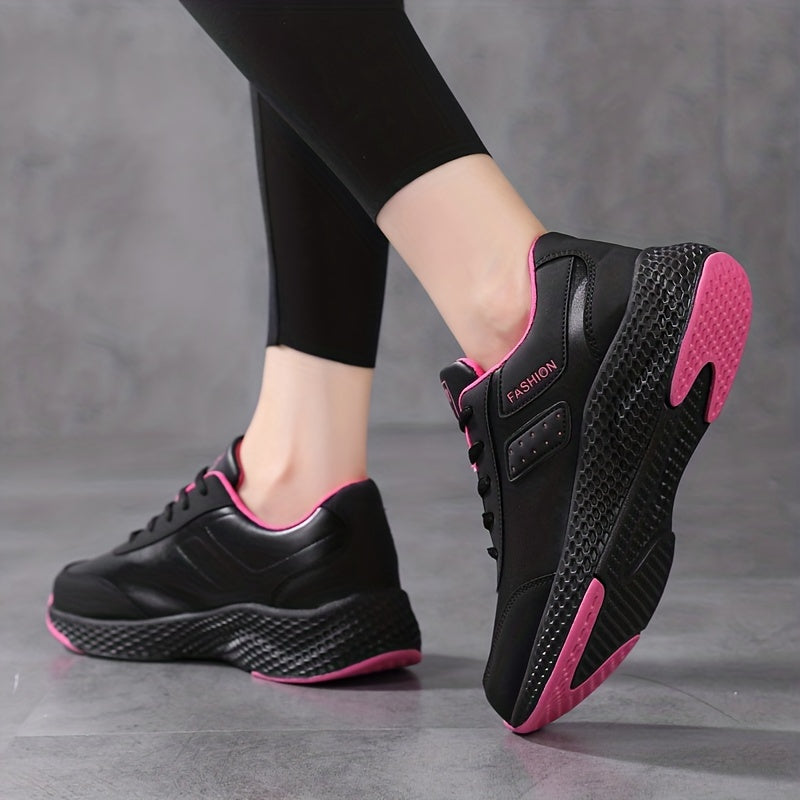 Women's Water-Resistant Microfiber Running Shoes Low Top Lace-Up Solid Color