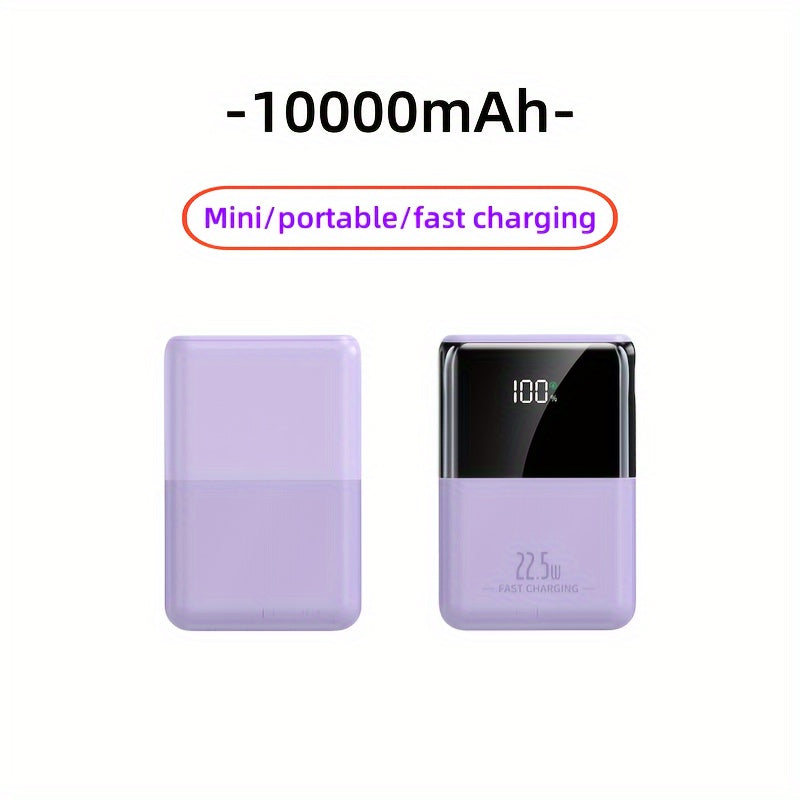 Small Portable Power Bank 10000mAh Fast Charging Dual Input Output Compatible with Android and iPhone