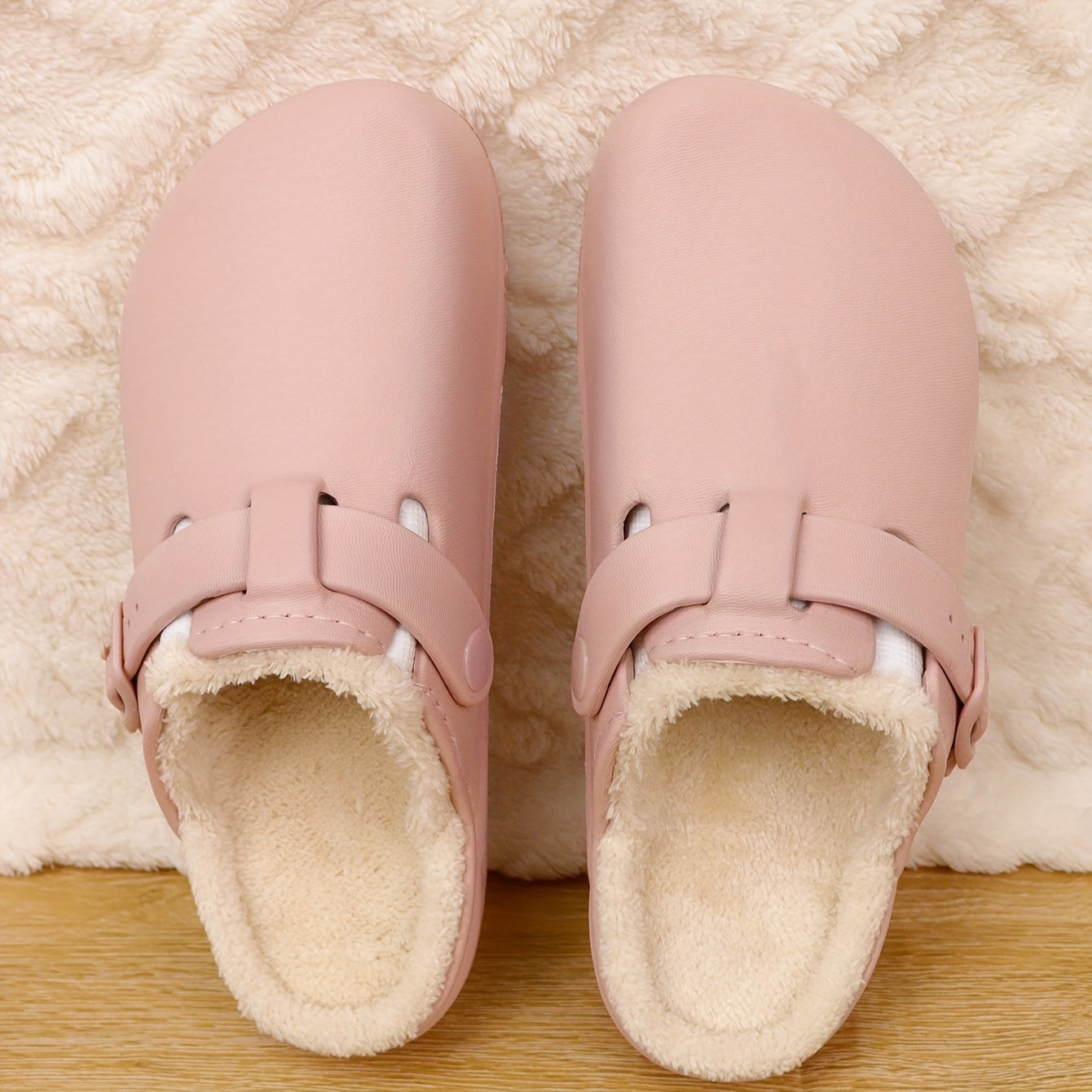 Women's Fluffy Solid Color Clogs with Thick Sole and Plush Lining