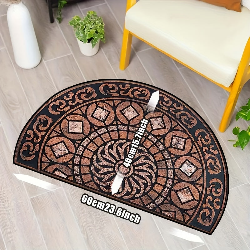 Semi-Circular Front Door Mat, Durable, Non-Slip, Stain-Resistant Entryway Rug