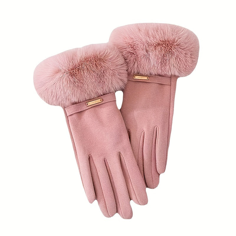 Women's Winter Gloves Soft Touchscreen Fleece-Lined Windproof Driving and Riding Gloves