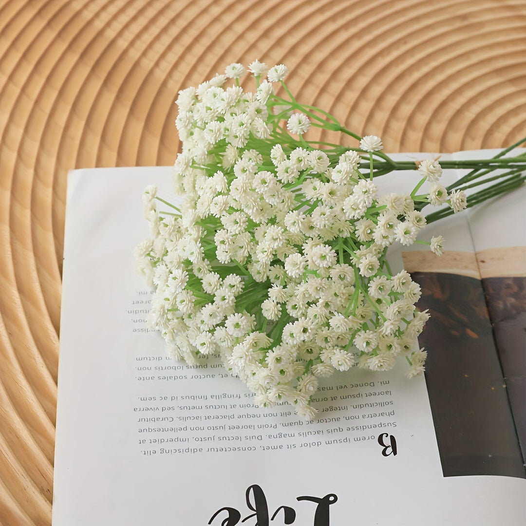 Nikohlar, tug‘ilgan kunlari va uy bezatish uchun sun’iy Gypsophila buketi, haqiqatga yaqin PE gullar