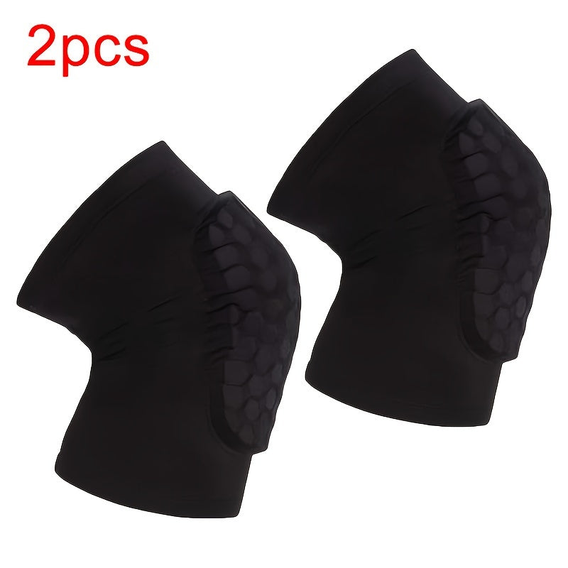 Polyester Honeycomb Foam Knee Pads with Elastic Compression Sleeves and Non-Slip Rubber Bands for Sports Support