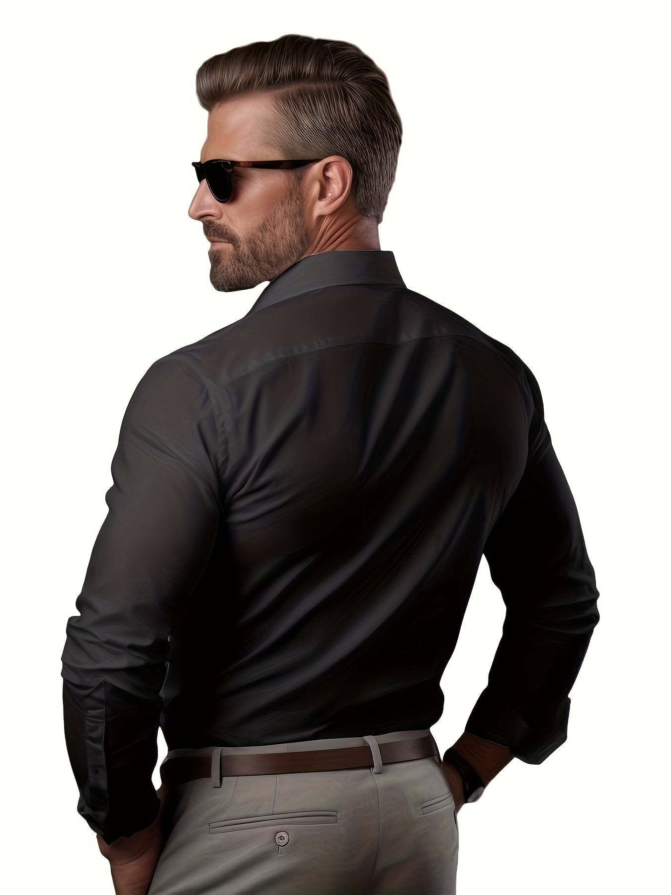 Men's Slim Fit Cotton Blend Long Sleeve Dress Shirt for Business Formal All-Season