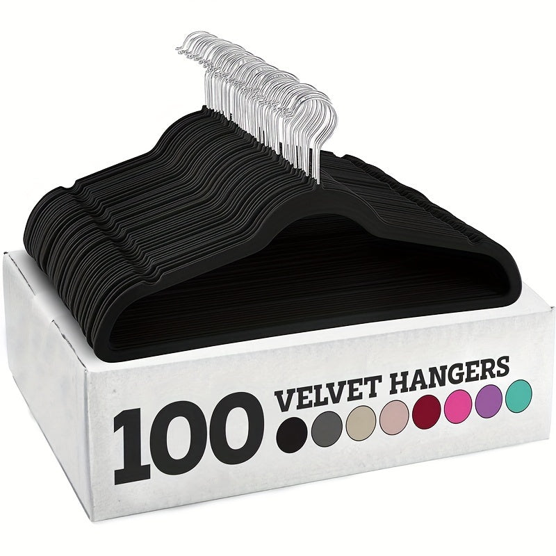 Set of 100 Velvet Non-Slip Flocked Suit Hangers 44.96cm Heavy Duty