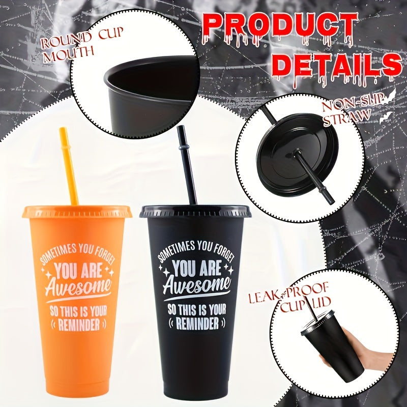 Set of 5 Insulated 24oz Tumblers with Lids and Straws BPA PVC Free for Office and Teachers