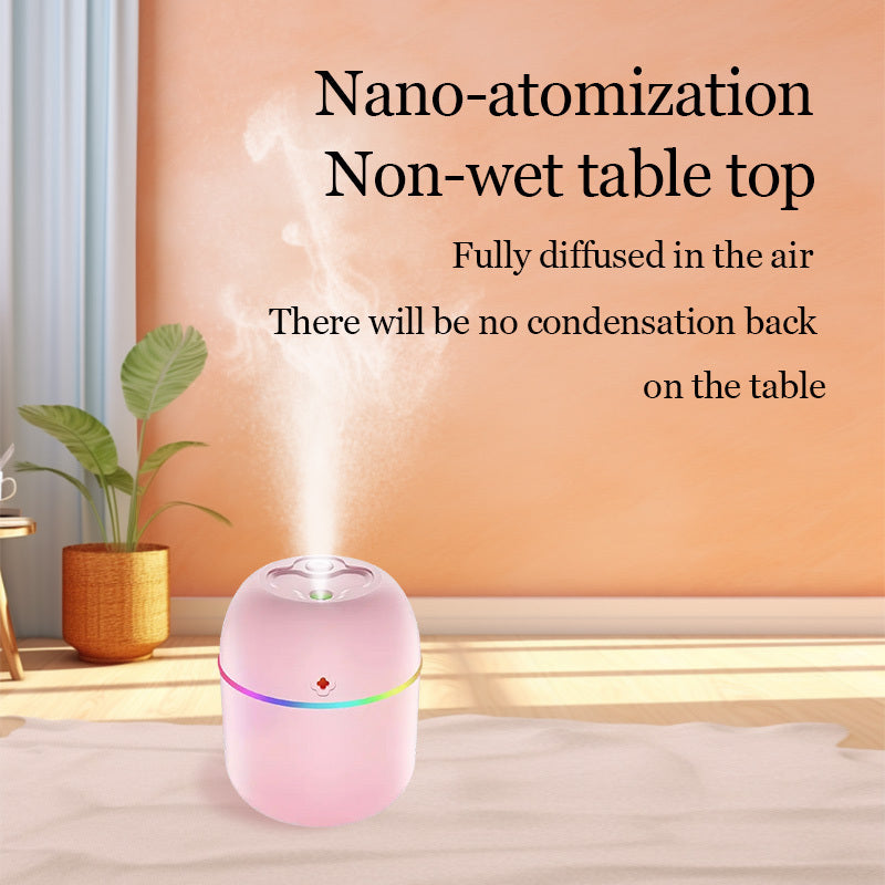 Portable USB Humidifier with Colorful Glow Decals for Bedroom Desk Car