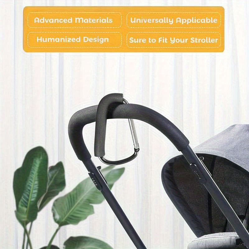 Heavy-Duty Stroller Hook 16cm with Large Metal Clip for Bag Hanging and Secure Attachment