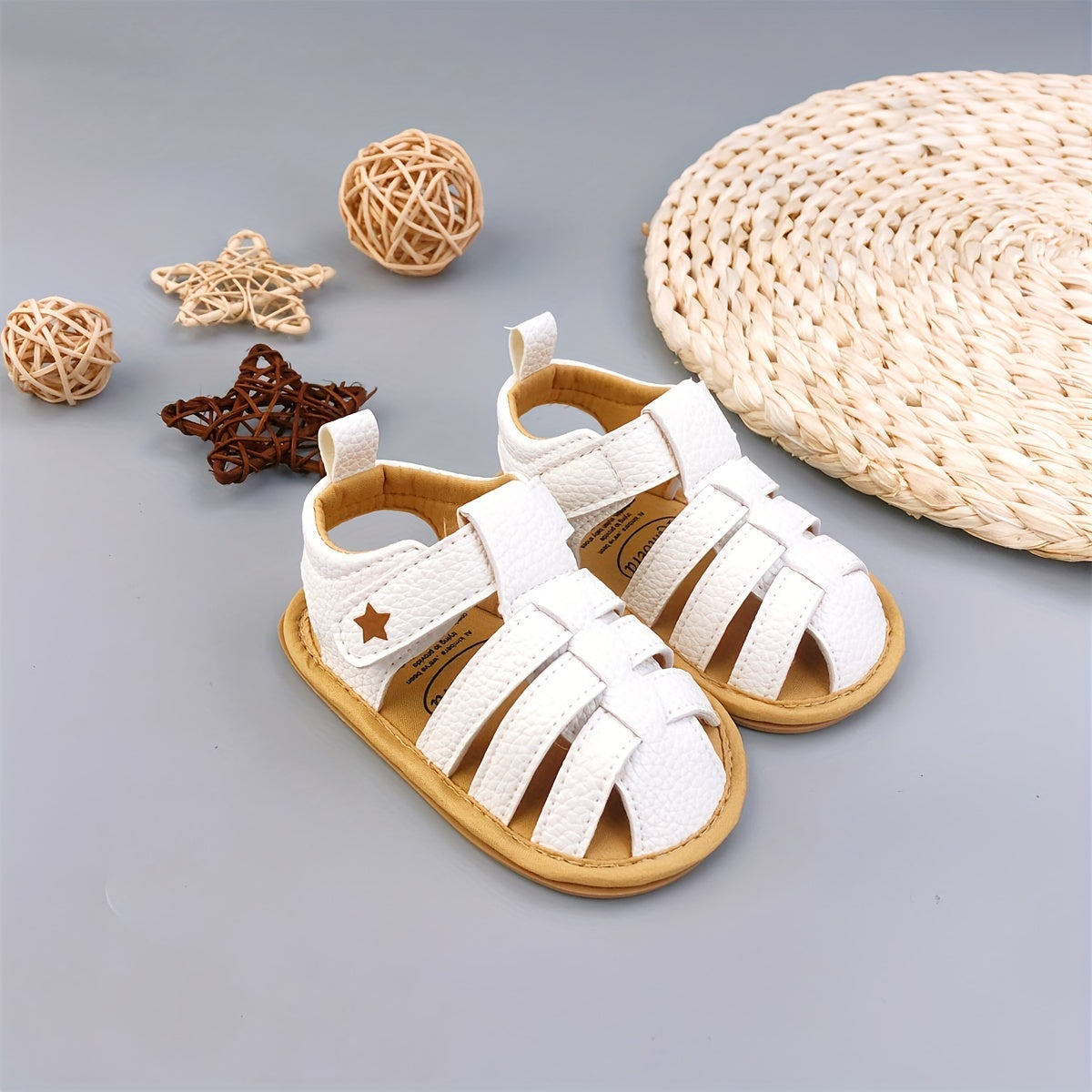 0-12 oy uchun yangi tug'ilgan chaqaloqlar uchun yulduz shaklidagi qopqoq bilan bog'lanadigan sandallar, nafas oladigan yumshoq taglik, ko'p maqsadli va sirpanmas.