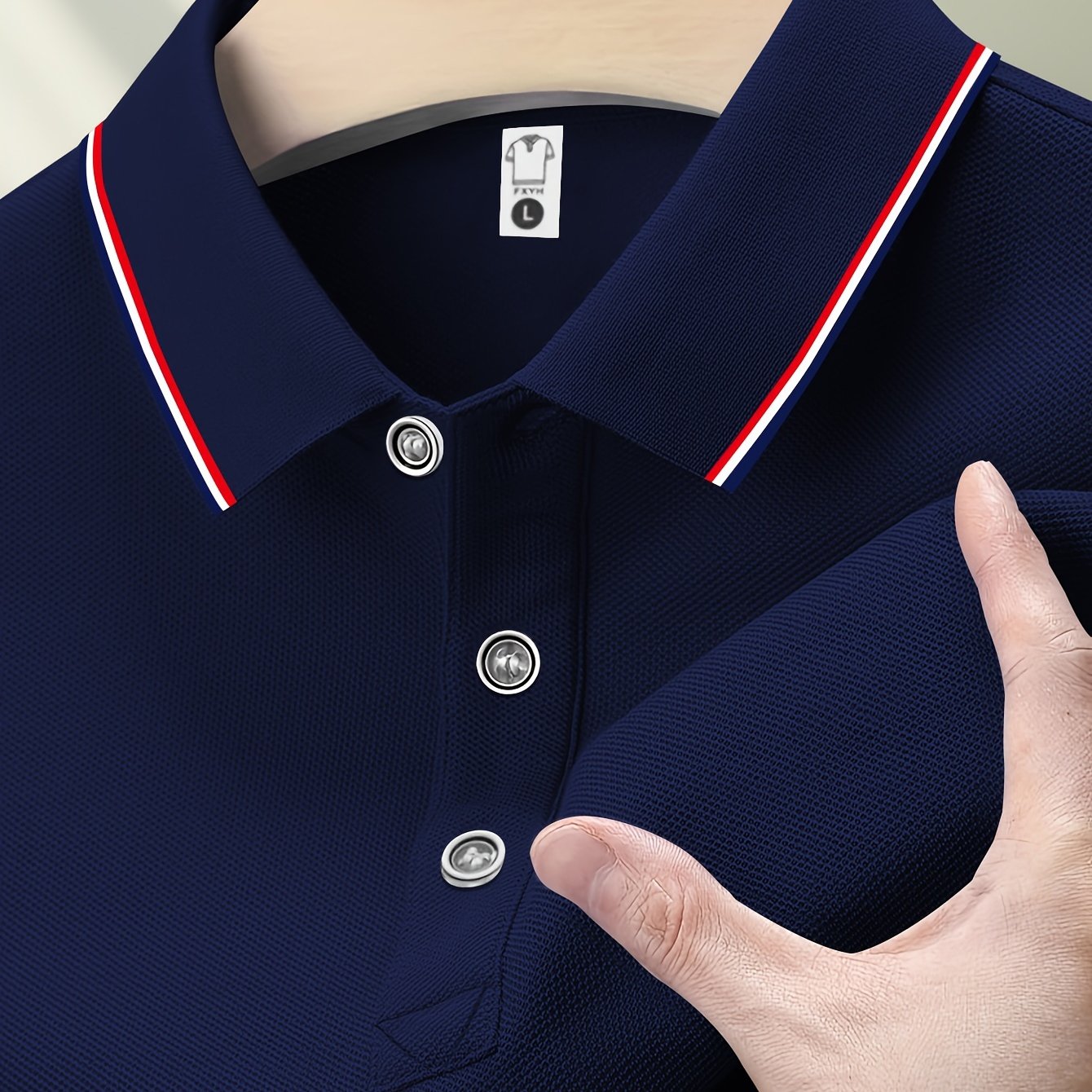 Camisa de manga corta a rayas para hombre con solapa para actividades al aire libre en verano de poliéster