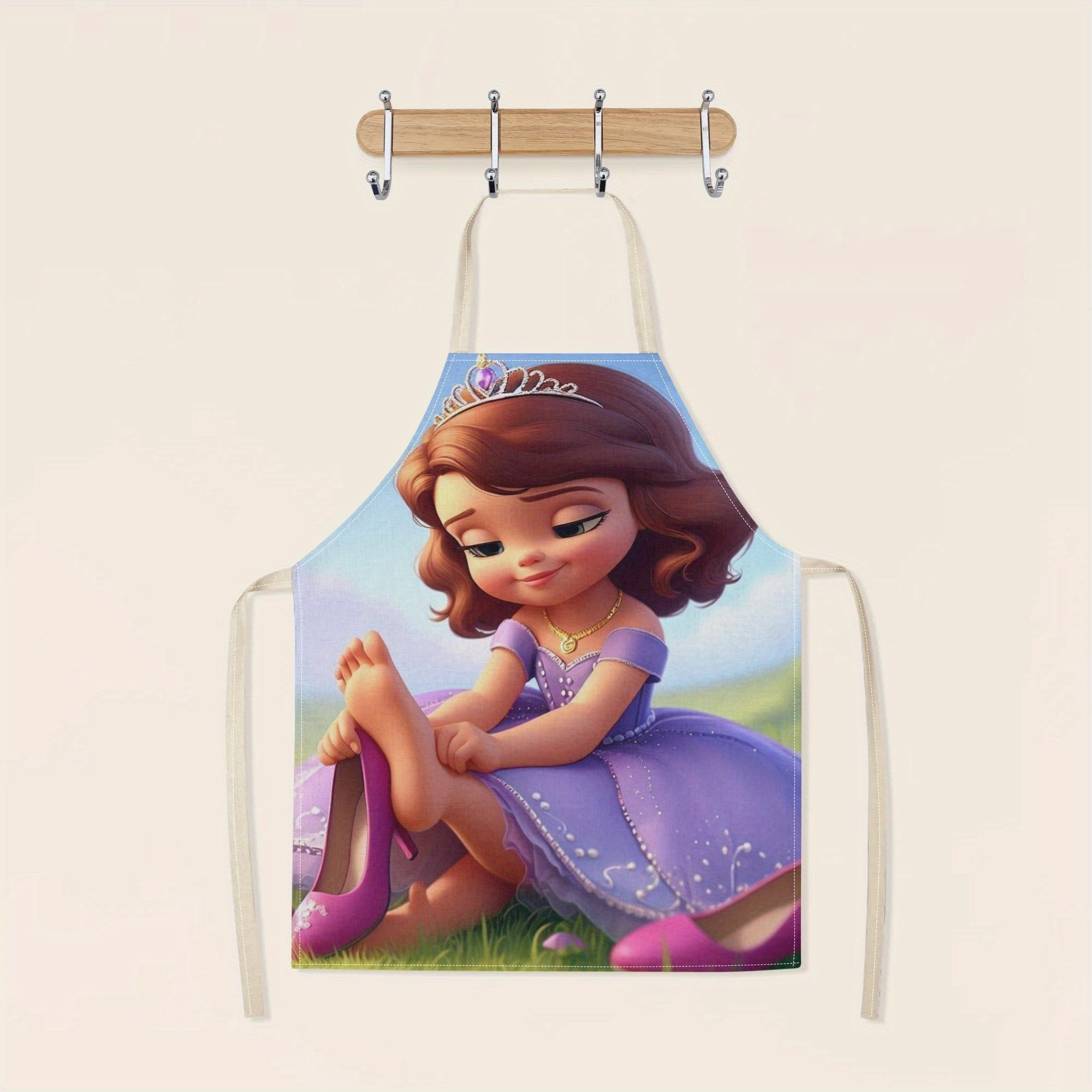 Mustahkam Polyester Disney Elsa Suvga chidamli Apron - Yorqin Multfilm Malika Dizayni bilan - Uy, Restoranlar, Kafelar va Boshqalar uchun mukammal - Zamonaviy va Oddiy Gul Nizomi kiritilgan