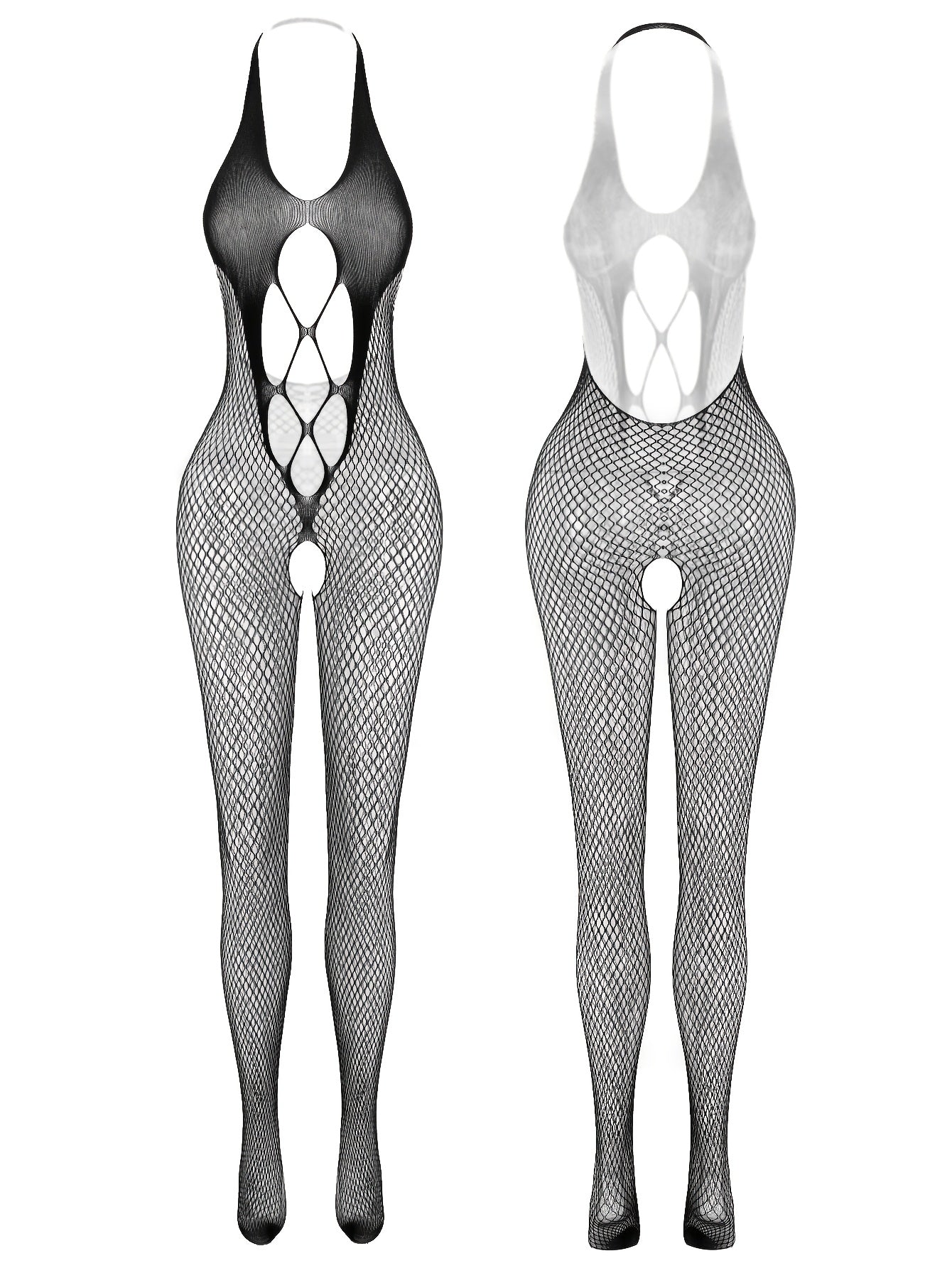 Backless Mesh Jumpsuit with Cut-Out Lingerie Design for Sexy Style