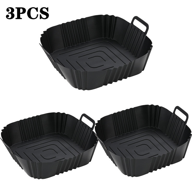 Set of 3 Non-Stick Silicone Air Fryer Baskets Food-Grade Oven-Safe Accessories